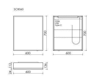 Зеркальный шкаф с подсветкой Sancos Evoke SC8060 60 см серый